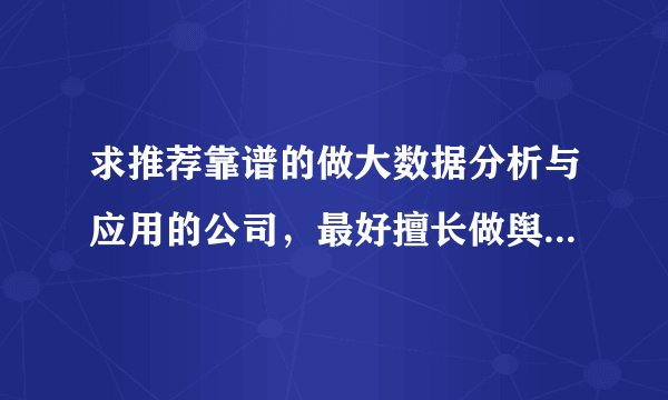 求推荐靠谱的做大数据分析与应用的公司，最好擅长做舆情监测？