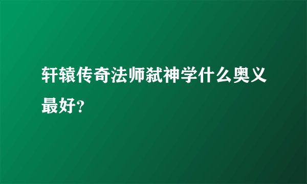 轩辕传奇法师弑神学什么奥义最好?