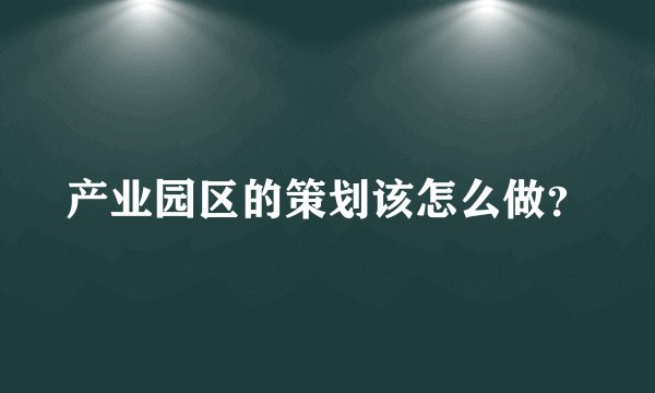 产业园区的策划该怎么做？