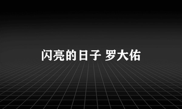闪亮的日子 罗大佑