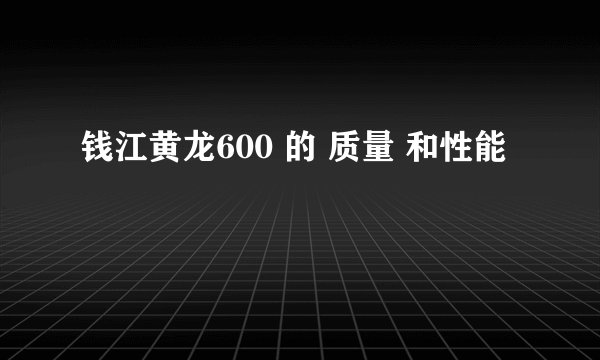 钱江黄龙600 的 质量 和性能