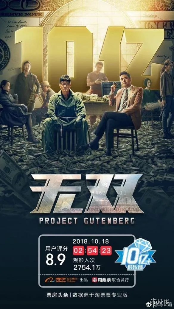 周润发《无双》票房破10亿 刷新香港警匪片内地记录