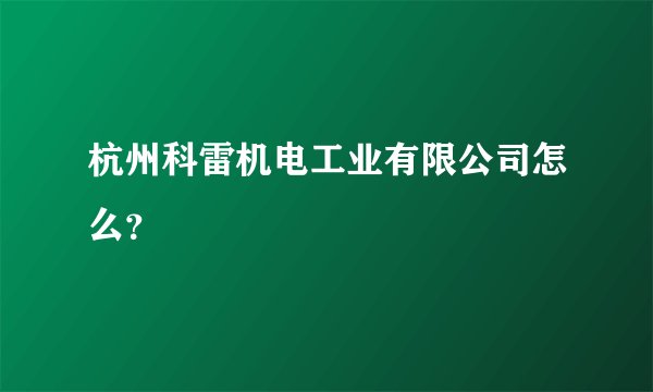 杭州科雷机电工业有限公司怎么？
