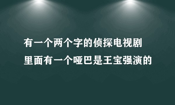 有一个两个字的侦探电视剧  里面有一个哑巴是王宝强演的