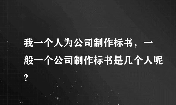 我一个人为公司制作标书，一般一个公司制作标书是几个人呢?