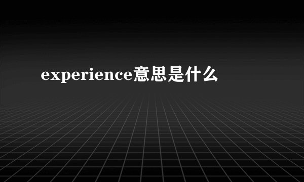 experience意思是什么