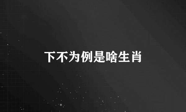 下不为例是啥生肖