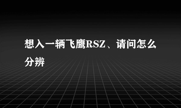 想入一辆飞鹰RSZ、请问怎么分辨