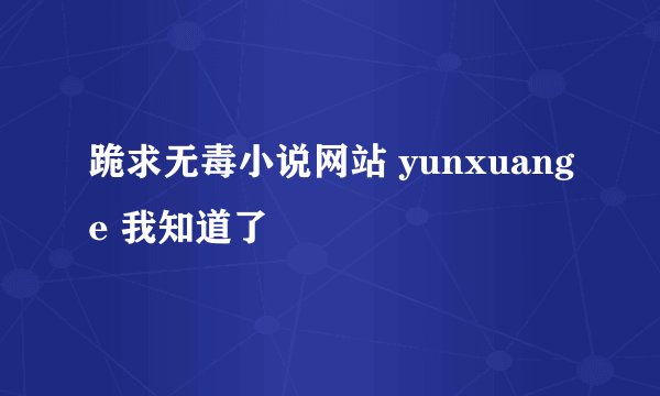 跪求无毒小说网站 yunxuange 我知道了