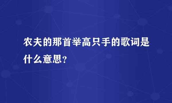 农夫的那首举高只手的歌词是什么意思？
