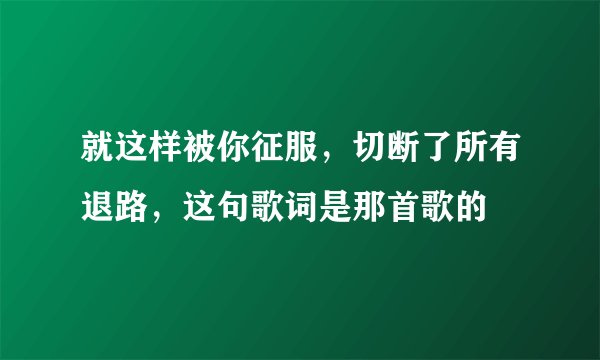 就这样被你征服,切断了所有退路,这句歌词是那首歌的