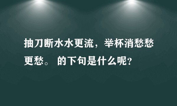 抽刀断水水更流，举杯消愁愁更愁。 的下句是什么呢？