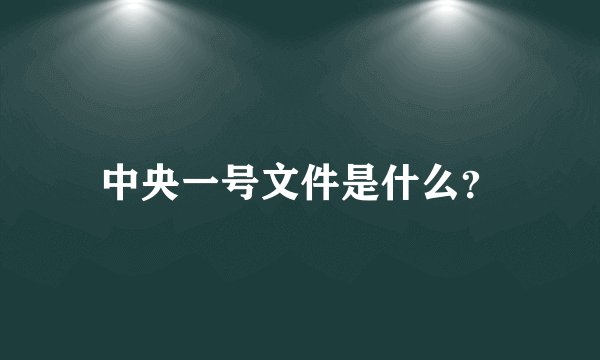 中央一号文件是什么？