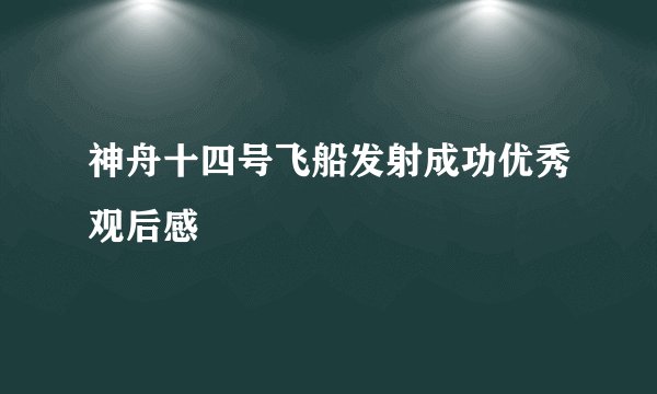 神舟十四号飞船发射成功优秀观后感
