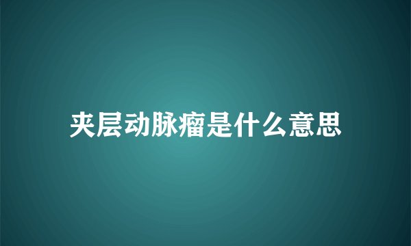 夹层动脉瘤是什么意思
