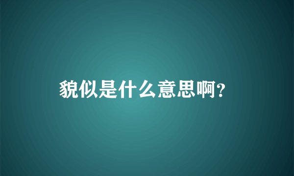 貌似是什么意思啊？