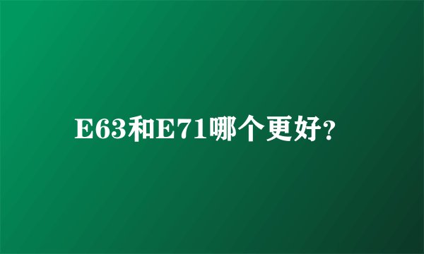 E63和E71哪个更好？