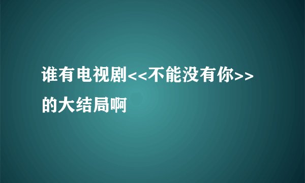 谁有电视剧<<不能没有你>>的大结局啊