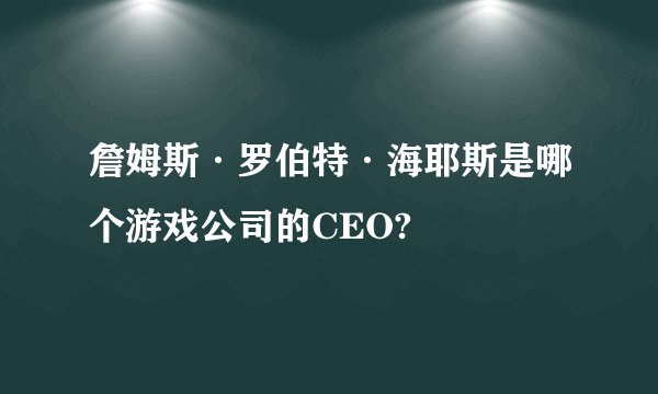 詹姆斯·罗伯特·海耶斯是哪个游戏公司的CEO?