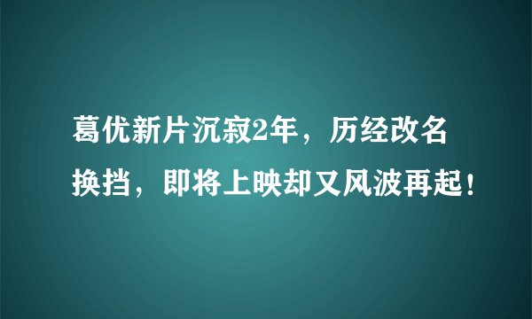葛优新片沉寂2年，历经改名换挡，即将上映却又风波再起！
