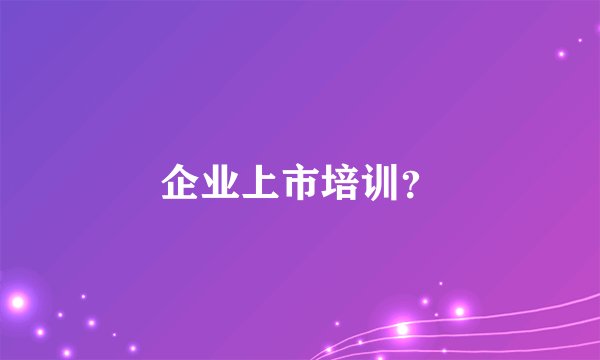 企业上市培训？