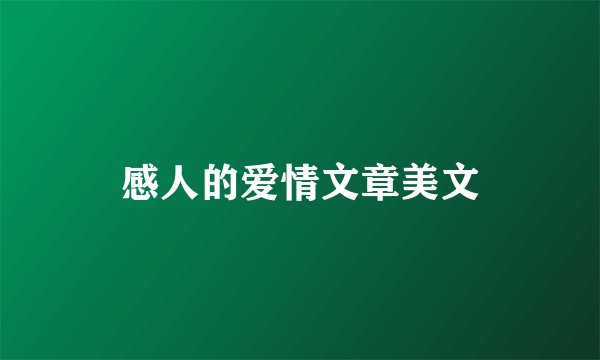 感人的爱情文章美文