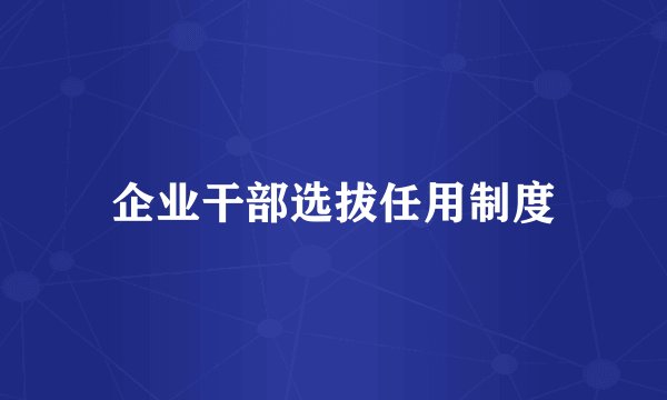 企业干部选拔任用制度