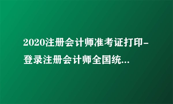 2020注册会计师准考证打印-登录注册会计师全国统一考试网上报名系统