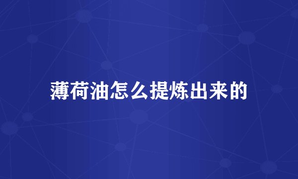 薄荷油怎么提炼出来的