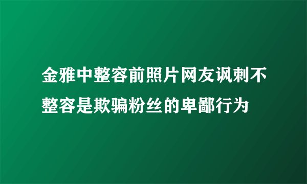 金雅中整容前照片网友讽刺不整容是欺骗粉丝的卑鄙行为