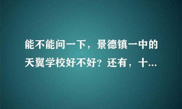 能不能问一下，景德镇一中的天翼学校好不好？还有，十三中好不好