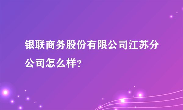 银联商务股份有限公司江苏分公司怎么样？