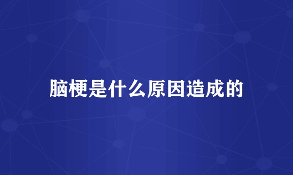脑梗是什么原因造成的