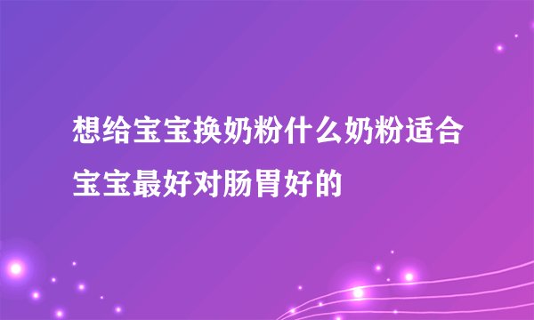 想给宝宝换奶粉什么奶粉适合宝宝最好对肠胃好的