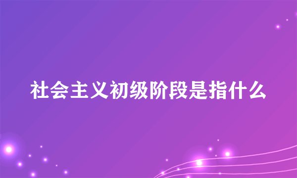 社会主义初级阶段是指什么