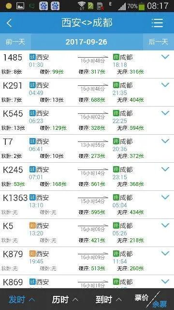 西安到成都几点火车,要多长时间到达