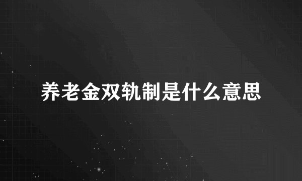 养老金双轨制是什么意思