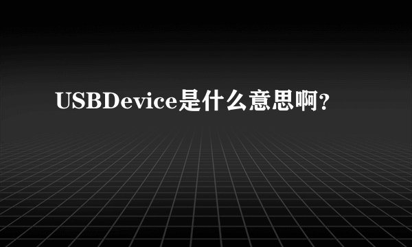 USBDevice是什么意思啊？