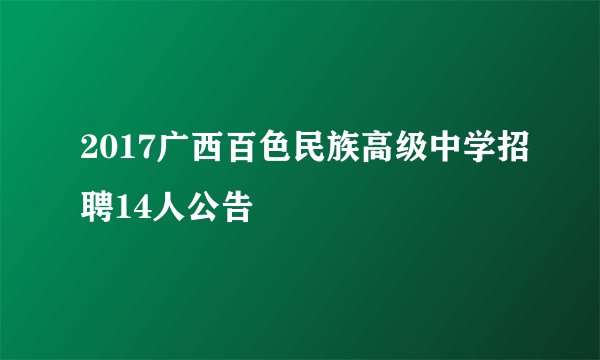 2017广西百色民族高级中学招聘14人公告