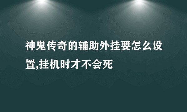 神鬼传奇的辅助外挂要怎么设置,挂机时才不会死