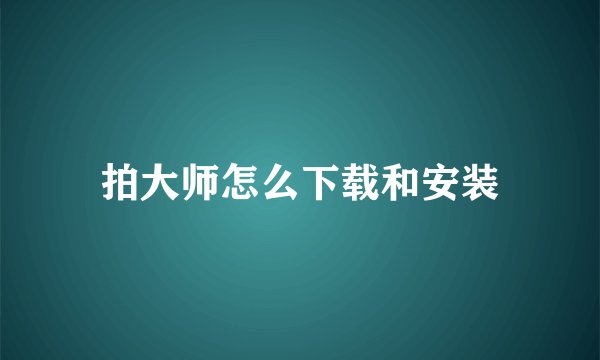 拍大师怎么下载和安装