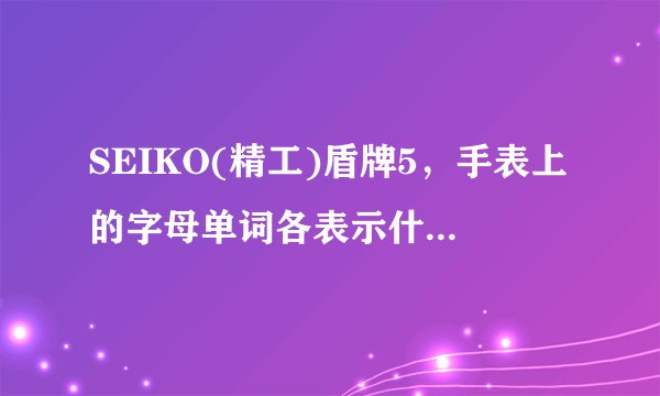 SEIKO(精工)盾牌5，手表上的字母单词各表示什么意思？