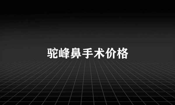 驼峰鼻手术价格