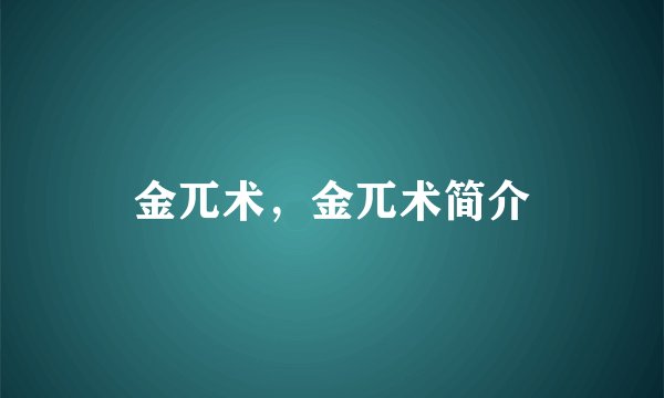 金兀术，金兀术简介