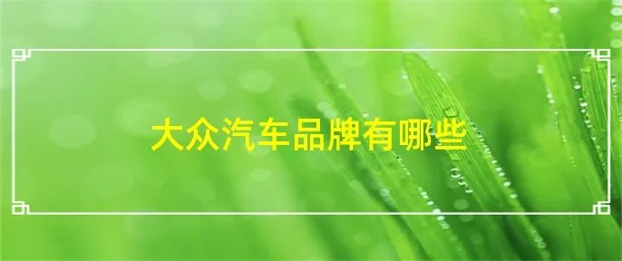 大众汽车品牌有哪些