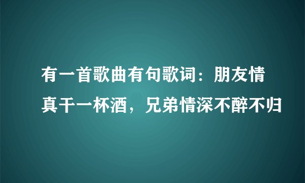 有一首歌曲有句歌词：朋友情真干一杯酒，兄弟情深不醉不归