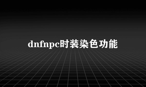dnfnpc时装染色功能