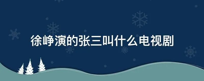 徐峥演的张三叫什么电视剧