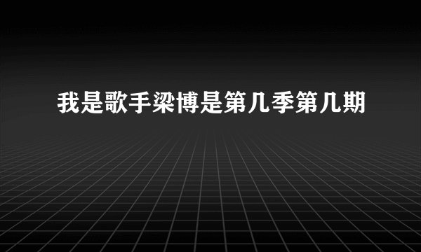 我是歌手梁博是第几季第几期