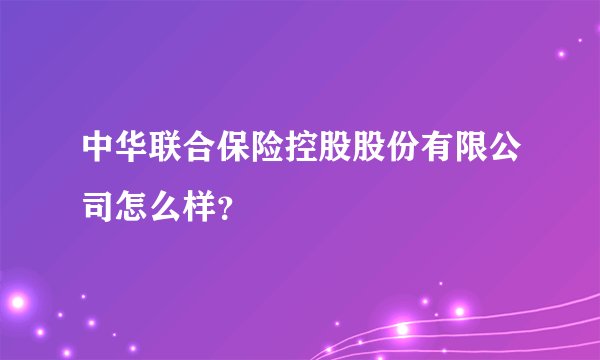 中华联合保险控股股份有限公司怎么样？